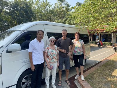 Driver Tony with our clients at Ayutthaya Historical Park